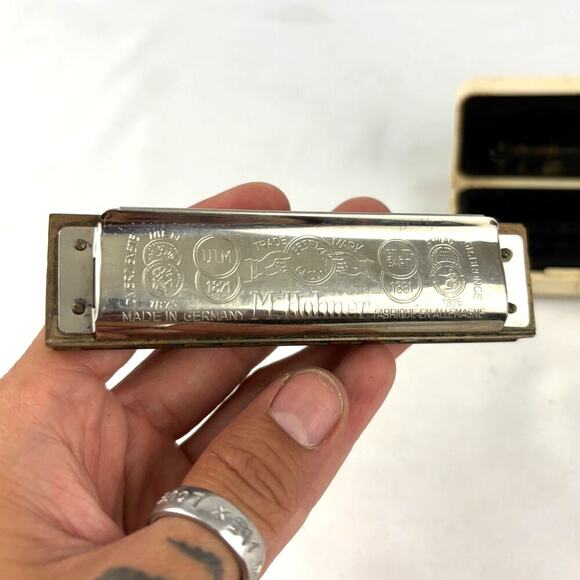 Vintage M. Hohner Marine Band Harmonica Double Reed Diatonic with Case - Picture 5 of 16